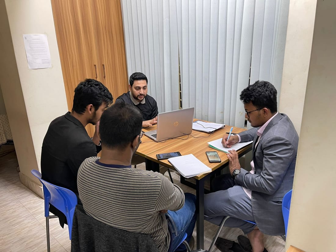Syed Wasi teaching a small PTE batch