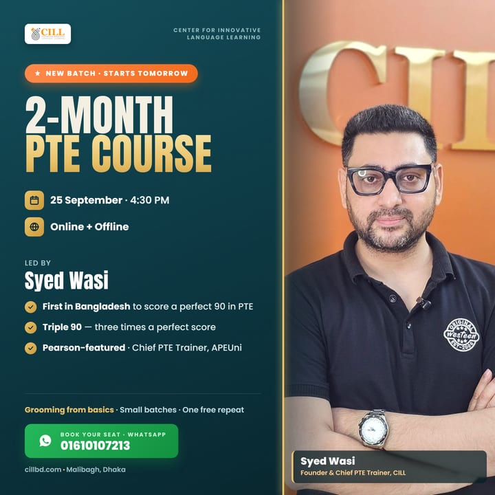 2-Month PTE Course — starts 25 September, 4:30 PM, with Syed Wasi